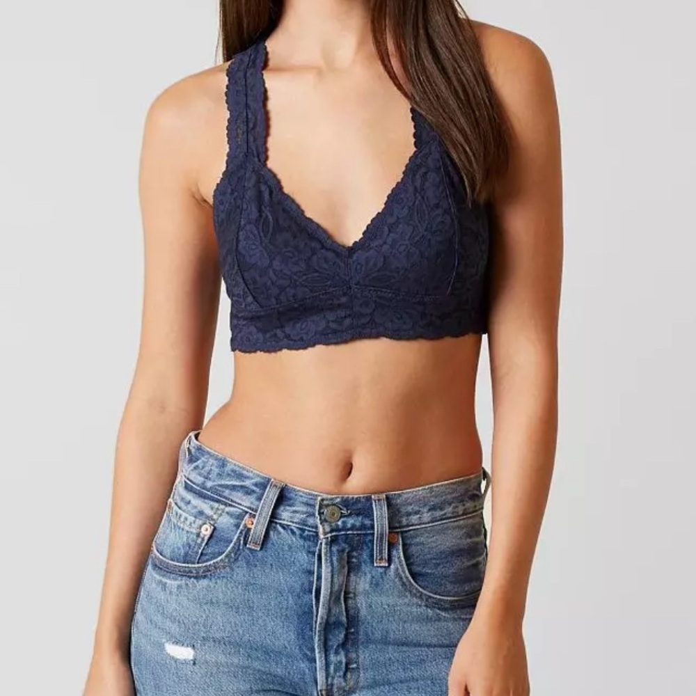 Free people Intimately galloon Navy bralette top